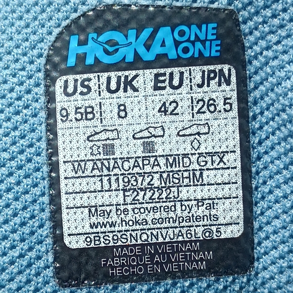 Hoka One One Anacapa Gore-Tex Mid Vibram Hiking Boots Shoes Blue Size 7.5 - Picture 14 of 15